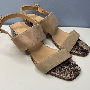 Avellini Leopard Block Heel Sandals 7.5 Made in Italy